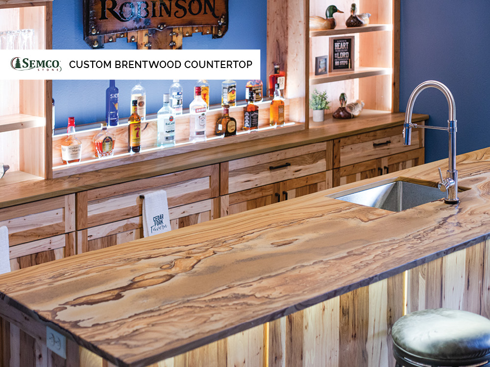 custom brentwood natural stone bar countertop